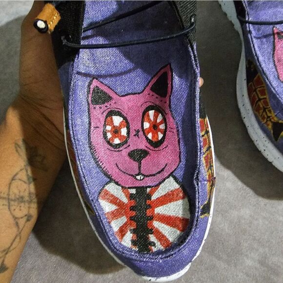 Custom Painted Shoes Sneakers SWEET KAWAII CAT 12.5W/10.5M‎ main image 4